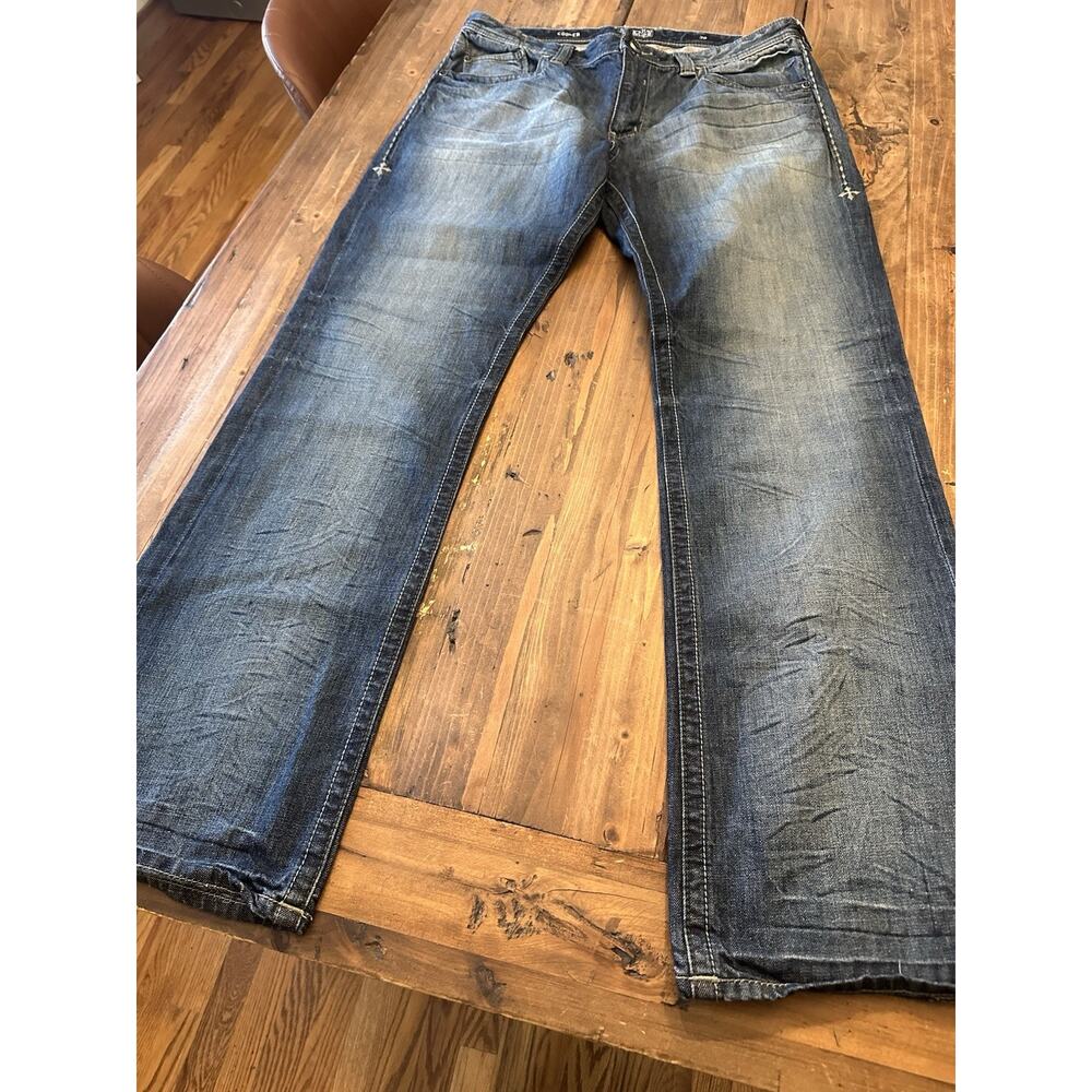 Affliction Size 38 Cooper Bootcut Jeans Blue Distressed Embroidered Patches Y2K